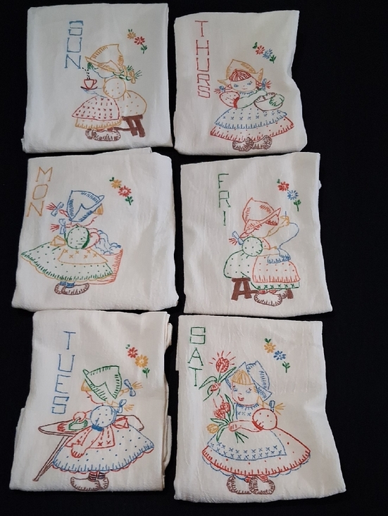Other - Embroider Ready Cream Cotton Kitchen Towels with Girl Motif